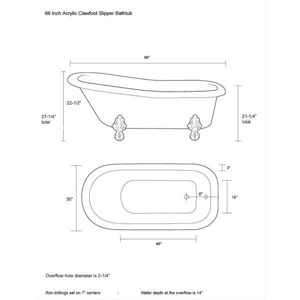 Restoria Bathtub Company Imperial 66'' x 30'' Freestanding Soaking
